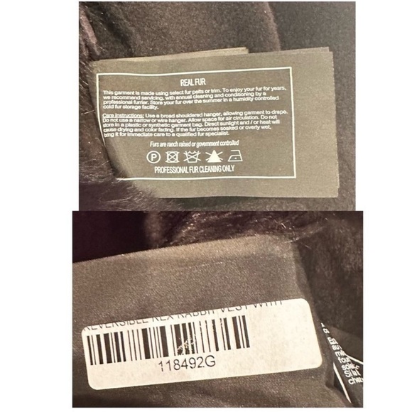 GORSKI Fur Reversible Rex Rabbit Vest with Wool Back and Belt NEW Size Small - Picture 8 of 10